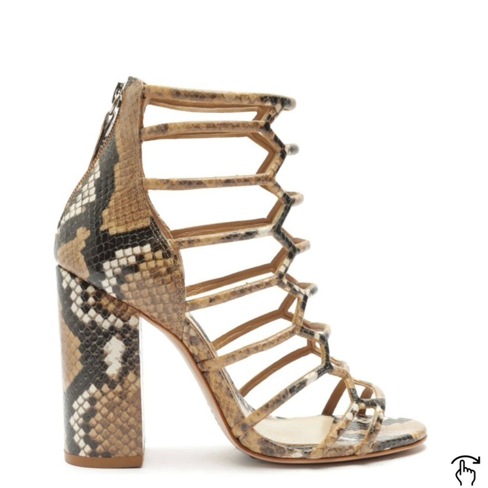 Schutz Julianna Women's Strappy Snake embossed  Print Heels sandals sz 8 nwob